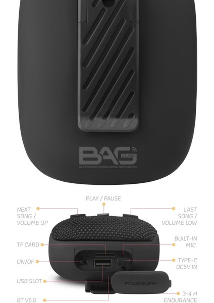 Bisiklet Uyumlu Gidon Kemer Aparatlı Bluetooth Hoparlör Kamuflaj