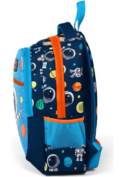 Lacivert Mavi Astronot Desenli Üç Bölmeli Okul Sırt Çantası Ilköğretim Çantası fırsatları