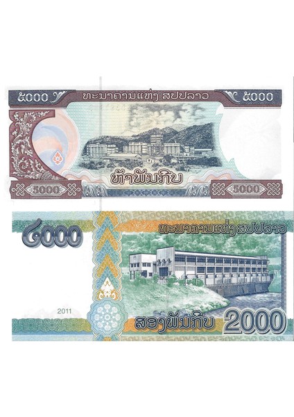Laos 2000/5000 Kip Yabancı Kağıt Para Çil (Unc) Koleksiyon Para fiyatları
