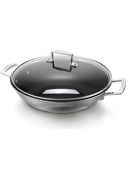 Le Creuset Yapışmaz Kaplamalı Wok 3 Katlı Paslanmaz Çelik, Cam Kapaklı, Çap 30 Cm, Indüksiyon Dahil Tüm Ocak Türleri Için Uygundur, Gümüş