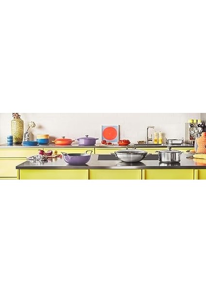 Le Creuset Yapışmaz Kaplamalı Wok 3 Katlı Paslanmaz Çelik, Cam Kapaklı, Çap 30 Cm, Indüksiyon Dahil Tüm Ocak Türleri Için Uygundur, Gümüş