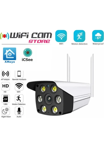 Wificam Plus Icsee Xmeye Uyumlu 1080P Wifi Akıllı Kamera LED Aydınlatma Hareket Algılama  Ses Sd Karta Kayıt ve Canlı Izleme