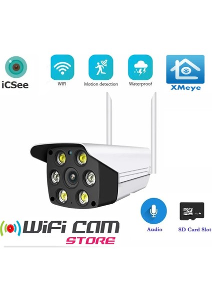 Icsee Xmeye Uyumlu 1080P Wifi Akıllı Kamera LED Aydınlatma Hareket Algılama Ses Sd Karta Kayıt ve Canlı Izleme