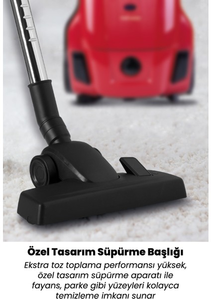 Fuerza Kırmızı 4 Litre Geniş Kapasiteli Hız Ayarlı Toz Torbalı 5 Yıl Garantili Elektrikli Süpürge indirimleri