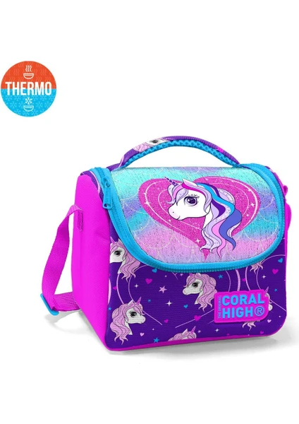 Coral High Kids Mor Pembe Unicorn Desenli Simli Thermo Beslenme Çantası 11856