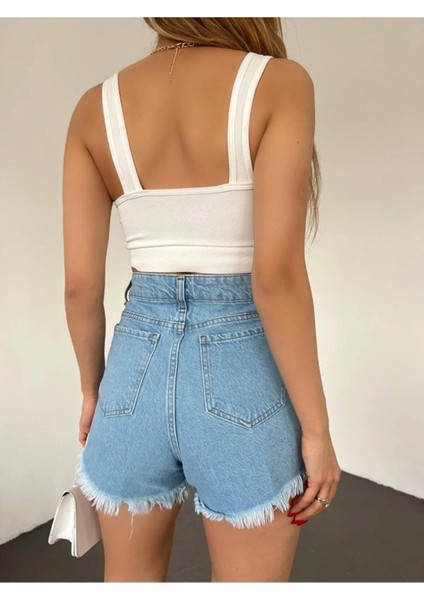 Yırtıklı Lazer Kesim Denim Mini Kot Şort fiyatları