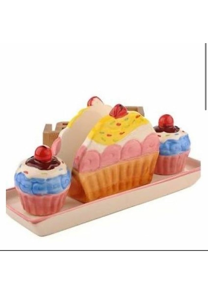 Cupcake Tuzluk Biberlik Peçeteli Set