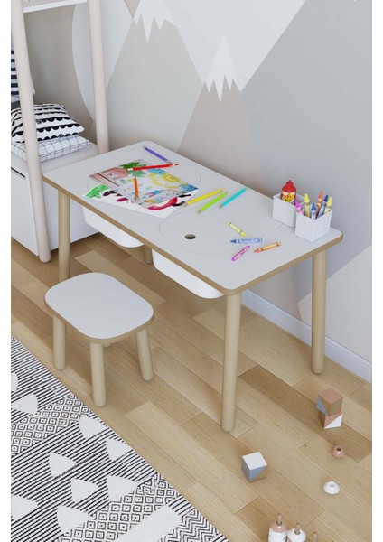 Montessori Çocuk Masası - Oyun Masası - Aktivite Masası - Çalışma Masası - Etkinlik Masası