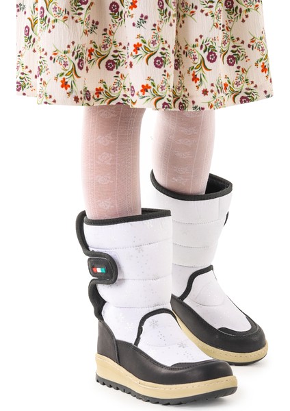 Tila Kar Desenli Cırtlı Kız Çocuk Kar Bot Ayakkabı