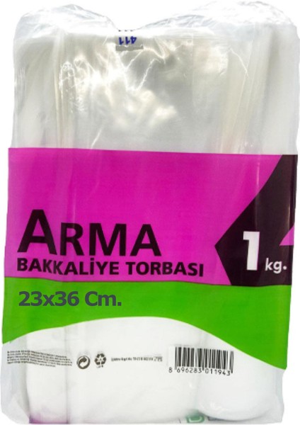 Naksan Arma Şeffaf Naylon 2 Lik 23X36 Cm. Bakkaliye Poşeti Torbası - 1 Kg. - Ort. 190 Adet - 1 Paket
