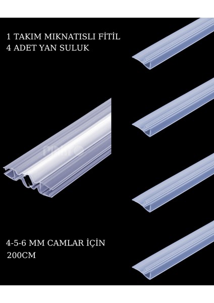 Duşakabin Mıknatıs 1 Takım ve 4 Adet Duşakabin Suluk Fitili Set 200 cm (4-5-6 Mm)