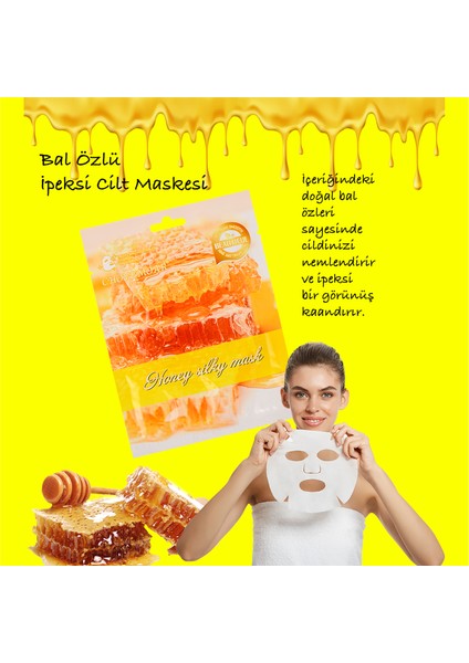 3 Adet Bal Ipek Yüz Maskesi Nemlendirici Beyazlatma Yüz Maskesi XLM96