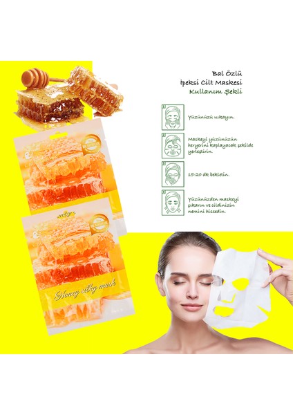 3 Adet Bal Ipek Yüz Maskesi Nemlendirici Beyazlatma Yüz Maskesi XLM96 fırsatları