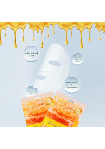 3 Adet Bal Ipek Yüz Maskesi Nemlendirici Beyazlatma Yüz Maskesi XLM96 indirimleri