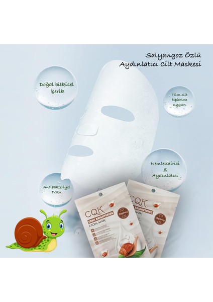 5 Adet Salyangoz Maskesi Aydınlatıcı Hidrasyon Centella Asiatica Snail Brightening XLM106