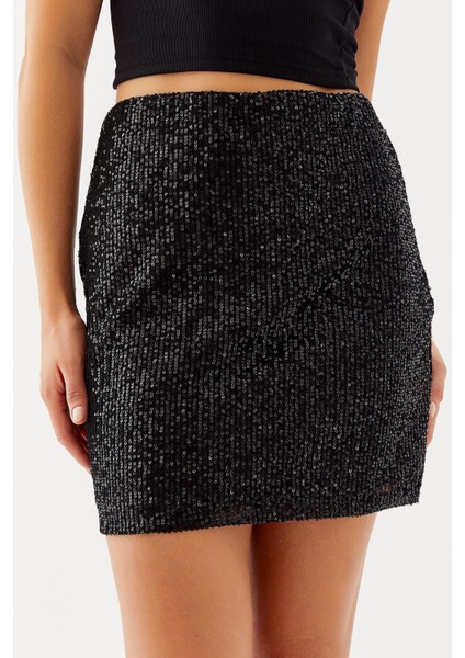 Kadın Pullu Siyah Mini Etek fiyatları