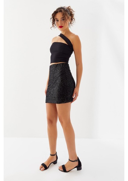 Kadın Pullu Siyah Mini Etek modelleri