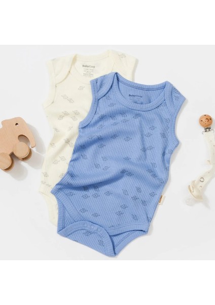 %100 Organic Cotton 2 Li Askılı Bebek Zıbın Atlet CSYM1111