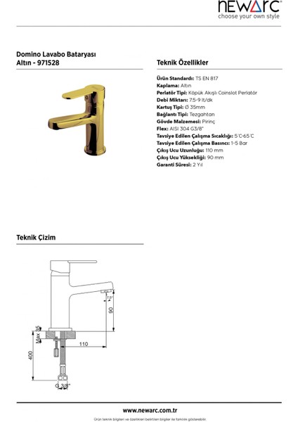 Domino Lavabo Bataryası Altın - 971528 modelleri