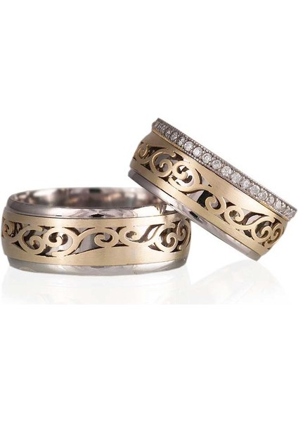 Mevsim Gümüş Alyans Modeli Altın Kaplama Bay Alyans