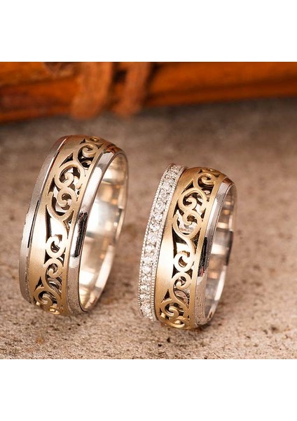 Mevsim Gümüş Alyans Modeli Altın Kaplama Bay Alyans modelleri