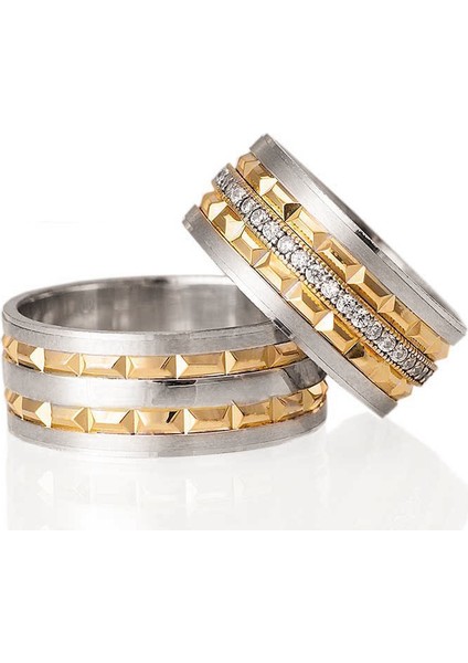 Paris Gümüş Alyans Modeli Altın Kaplama Bay Alyans