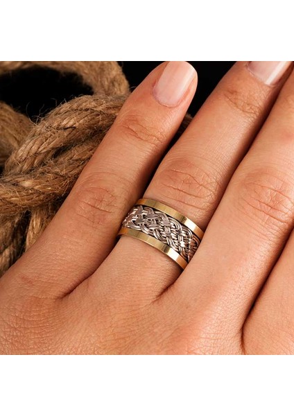 Örgü Gümüş Alyans Modeli Altın Kaplama Bay Alyans modelleri