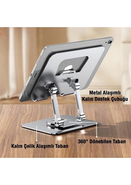 Polham 11-17 Inch Yükseklik Ayarlamalı, Katlanabilir Tablet ve Laptop Standı, 360 Derece Dönebilen