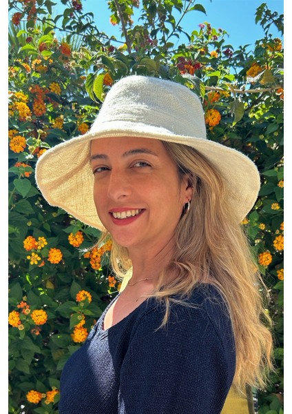 Natural Ecru Jute Bucket Hat Doğal Ekru Jüt Bucket Yazlık Kadın Plaj Şapkası modelleri