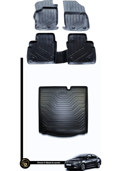 Citroen C-Elysee 3D Oto Paspas ve Bagaj Havuzu Araca Özel Set