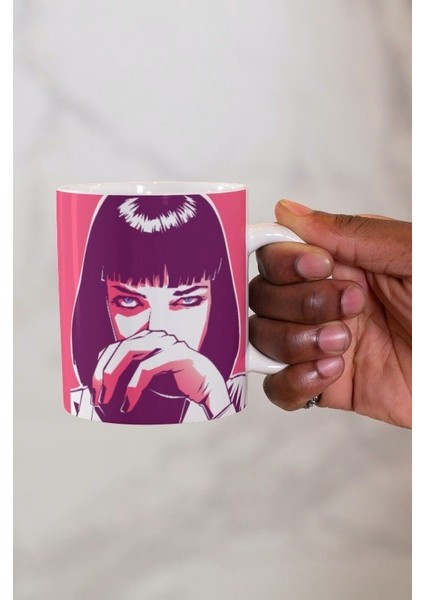 Pulp Fiction Ucuz Roman Mia Wallace Temalı Özel Tasarım Tam Tur Baskılı Kupa Bardak modelleri