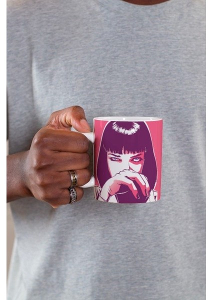 Pulp Fiction Ucuz Roman Mia Wallace Temalı Özel Tasarım Tam Tur Baskılı Kupa Bardak indirimleri