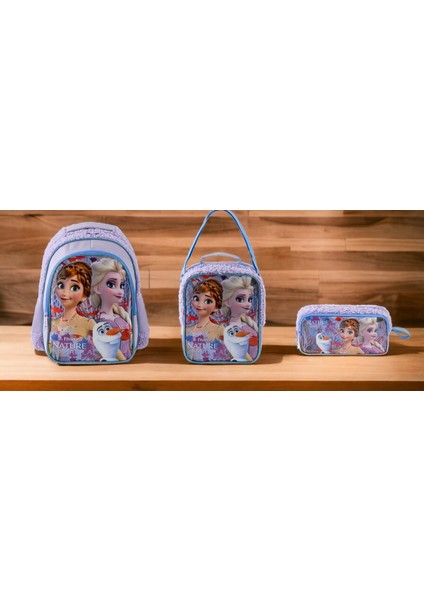 Frozen Ilkokul Çantası Due Magıcal , Beslenme Çantası ve Kalemlik
