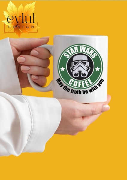 Swar Wars Coffee Temalı Eğlenceli Özel Tasarım Baskılı Kupa Bardak