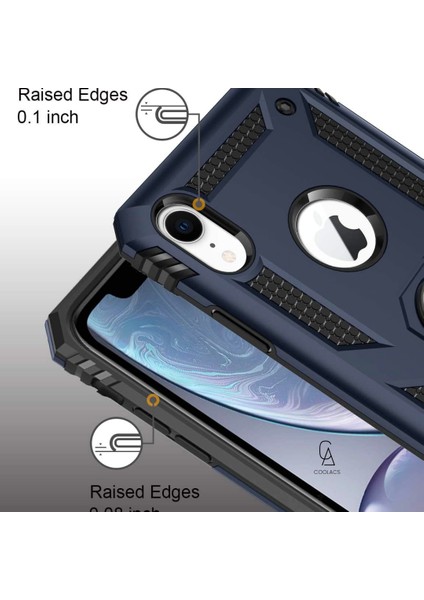 Apple iPhone 11 Pro Max ile Uyumlu Kılıf Tam Koruma Yüzüklü Standlı Tank Gövdeli Telefon Kılıfı Kapak