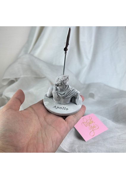 Gri Eskitme Hermes 13 cm Büst ve Apollo Not Tutucu 2'li Dekoratif Set indirimleri