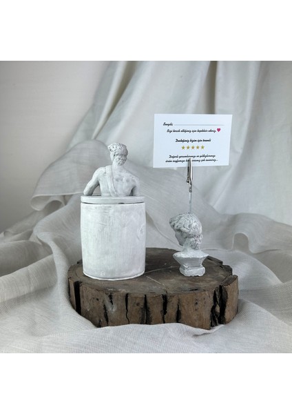 Gri Eskitme David Kapaklı Kutu ve Not Tutucu 2'li Dekoratif Set modelleri