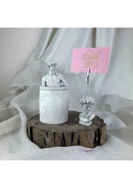 Gri Eskitme David Kapaklı Kutu ve Not Tutucu 2'li Dekoratif Set fırsatları