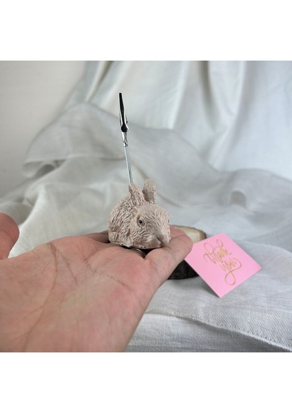 Krem Tavşan Not Tutucu, Fotoğraf Tutucu