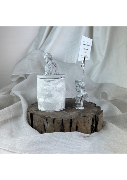 Gri Eskitme Apollo Kapaklı Kutu ve Not Tutucu 2'li Dekoratif Set modelleri