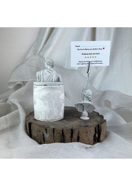 Gri Eskitme Apollo Kapaklı Kutu ve Not Tutucu 2'li Dekoratif Set fırsatları