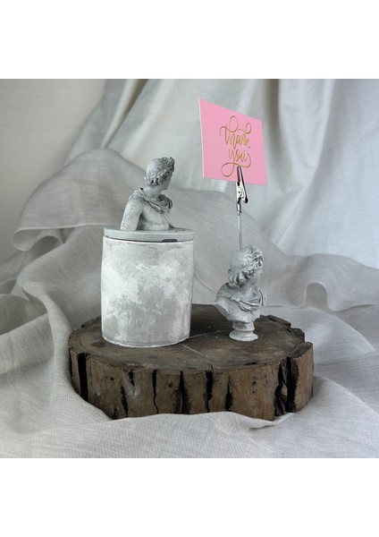 Gri Eskitme Apollo Kapaklı Kutu ve Not Tutucu 2'li Dekoratif Set indirimleri