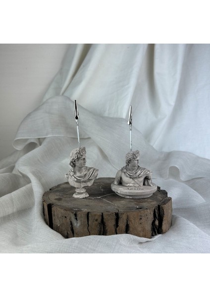 Vizon Eskitme Apollo Heykel 2'li Not Tutucu Set, Fotoğraf Tutucu