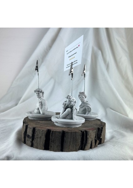 Gri Eskitme David, Cupid (Melek) ve Apollo Kaideli Heykel 3'lü Not Tutucu Set, Fotoğraf Tutucu modelleri