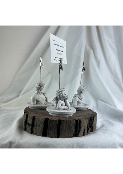 Gri Eskitme David, Cupid (Melek) ve Apollo Kaideli Heykel 3'lü Not Tutucu Set, Fotoğraf Tutucu fırsatları