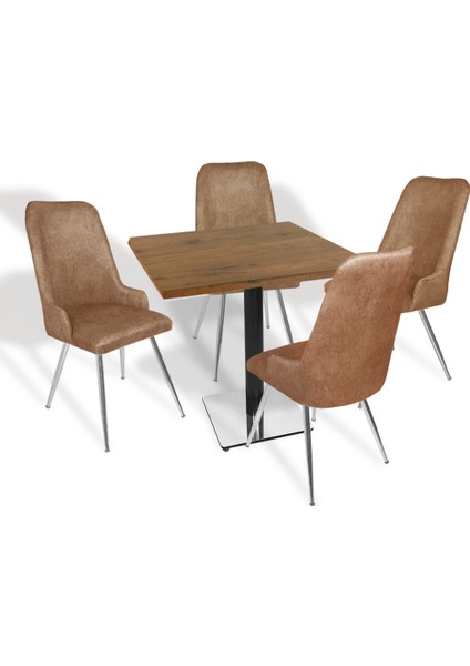 Karanfil Werzalit Kare - Çırağan Masa Takımı (80X80) - (Novagento - Kahve)