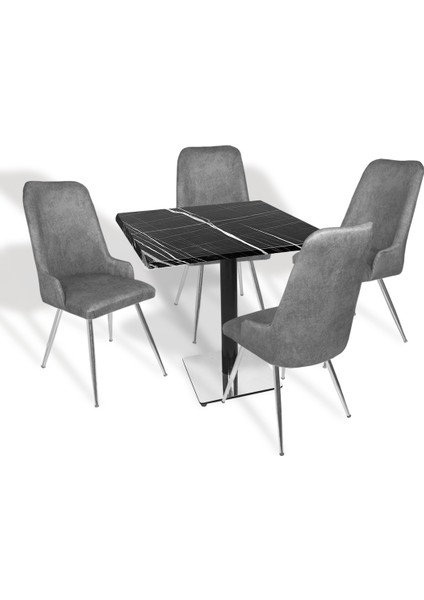 Karanfil Werzalit Kare - Çırağan Masa Takımı (80X80) - (Palazzo - Füme)