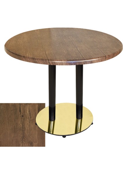 Karanfil Gold Mega Werzalit Yuvarlak Mutfak Masası (107CM) - (Rustic Dark)