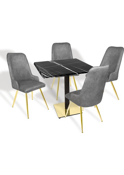 Karanfil Gold Werzalit Kare - Çırağan Gold Masa Takımı (80X80) - (Palazzo - Füme)