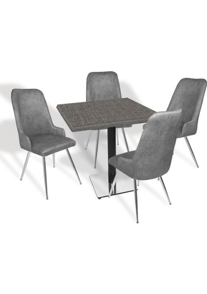 Karanfil Werzalit Kare - Çırağan Masa Takımı (80X80) - (Twister - Füme)